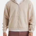 Men Beige Zip Up Hoodie
