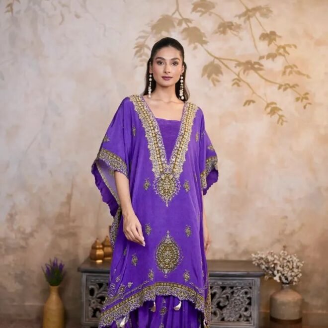 Designer Ethnic Kaftan Suit Purple Color
